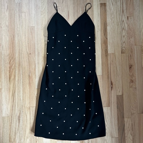 TIBI neve cami midi beaded slip dress polka dot crepe black size 10 - Picture 7 of 16